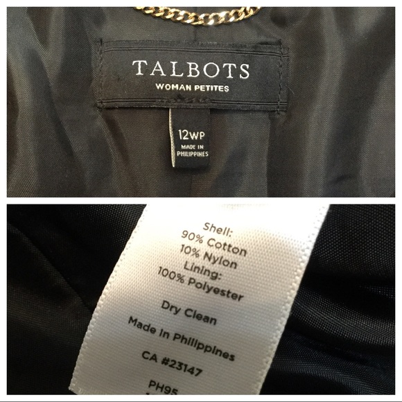 Talbots Black/White Petite Striped Blazer Sz 12WP - Picture 5 of 7